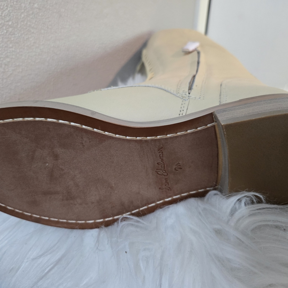 Sam Edelman Nance Elegant Beige Knee-High Lace-Up Boots In Eggshell - Picture 10 of 13